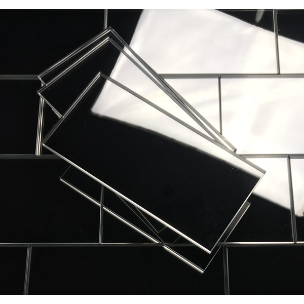 Reflections 3 in. x 6 in. Diamond Grade Glass Mirror Beveled Peel & Stick Subway Decorative Kitchen & Bathroom Wall Tile