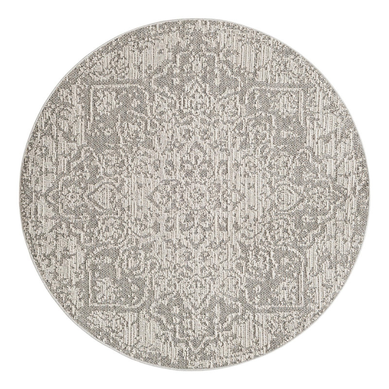 Indoor/Outdoor Traditional Area Rug, Round 5'3"