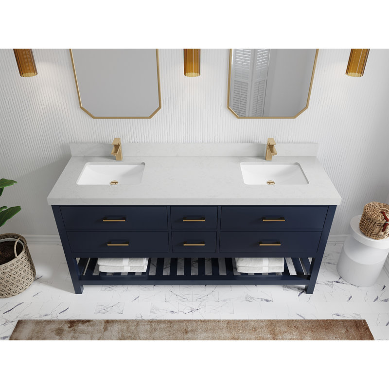 Ensemble de meuble-lavabo double 72 po Parker, Quartz de Carrare