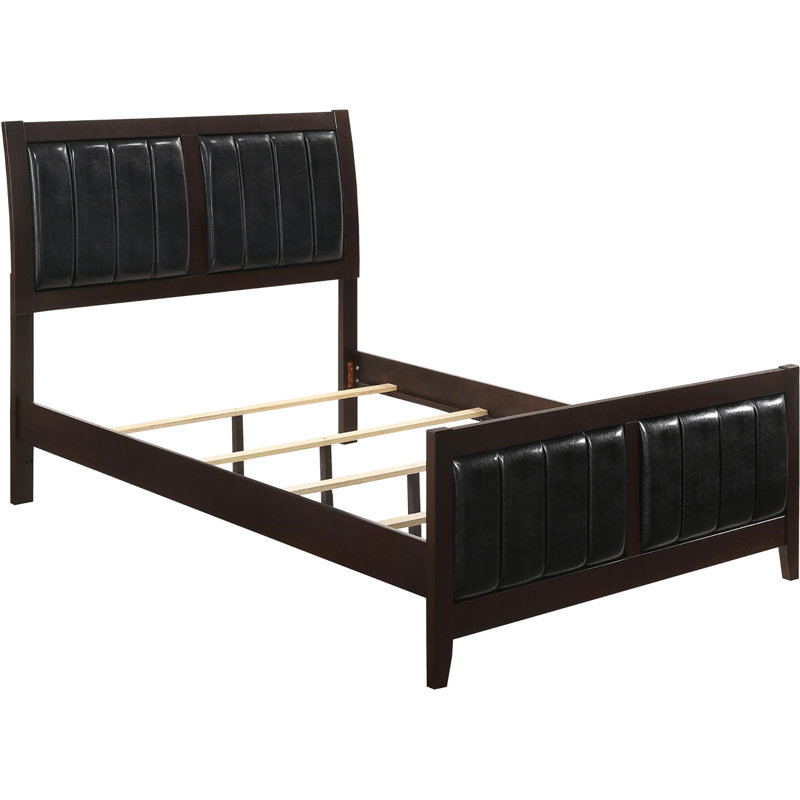 Mobilier de chambre à coucher grand cappuccino moderne et grand lit noir - Combinaison de couleurs élégantes et polyvalentes avec lit à panneaux et revêtement en similicuir