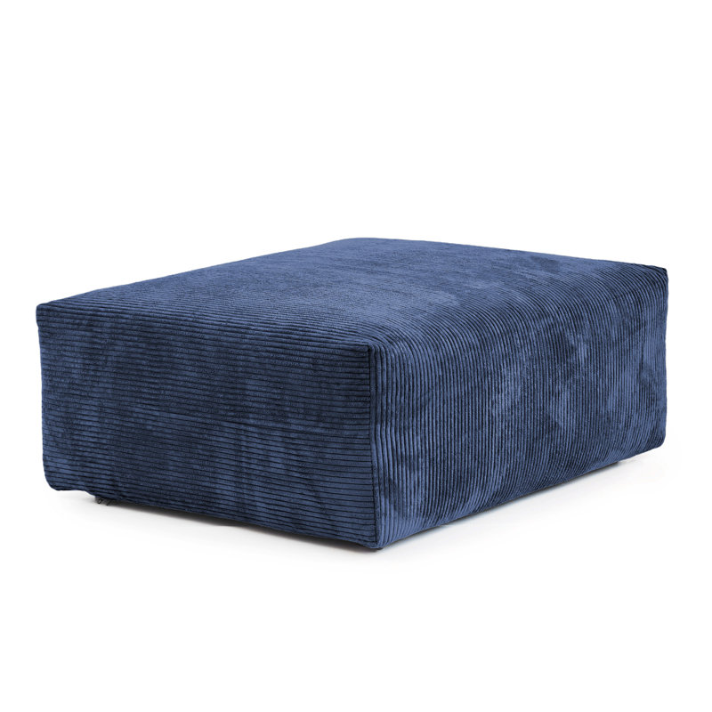 Repose-pieds en velours côtelé 39,37 po Nikodemos, Bleu