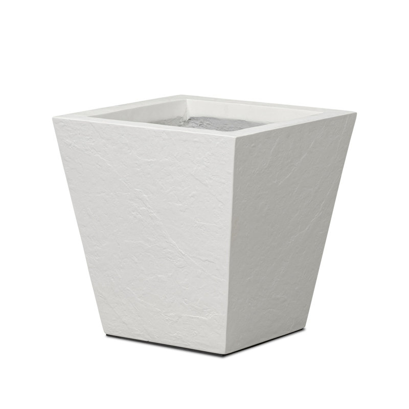 Nael Planter Box, 18" H x 18" W x 18" D, Textured White Concrete