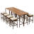 10-piece Outdoor Acacia Wood Bar Height Table And Eight Stools With Cushions, Garden Pe Rattan Wicker Dining Table, Foldable Tabletop, High-dining Bistro Set, All-weather Patio Furniture, Brown