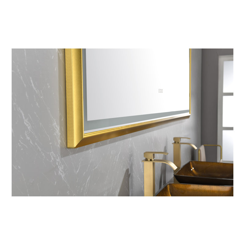 84 po L 48 po Miroir de salle de bain H, Doré