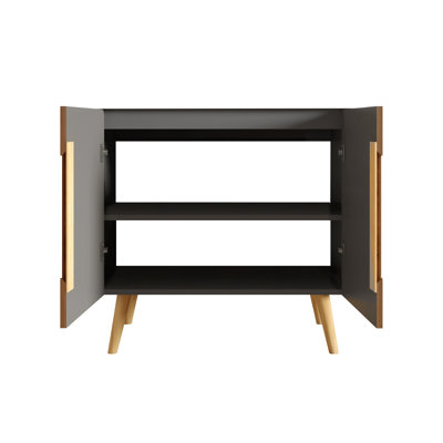 36" Striped Walnut Bathroom Vanity WITHOUT Sink, Freestanding Bathroom Cabinet for Modern Bathroom