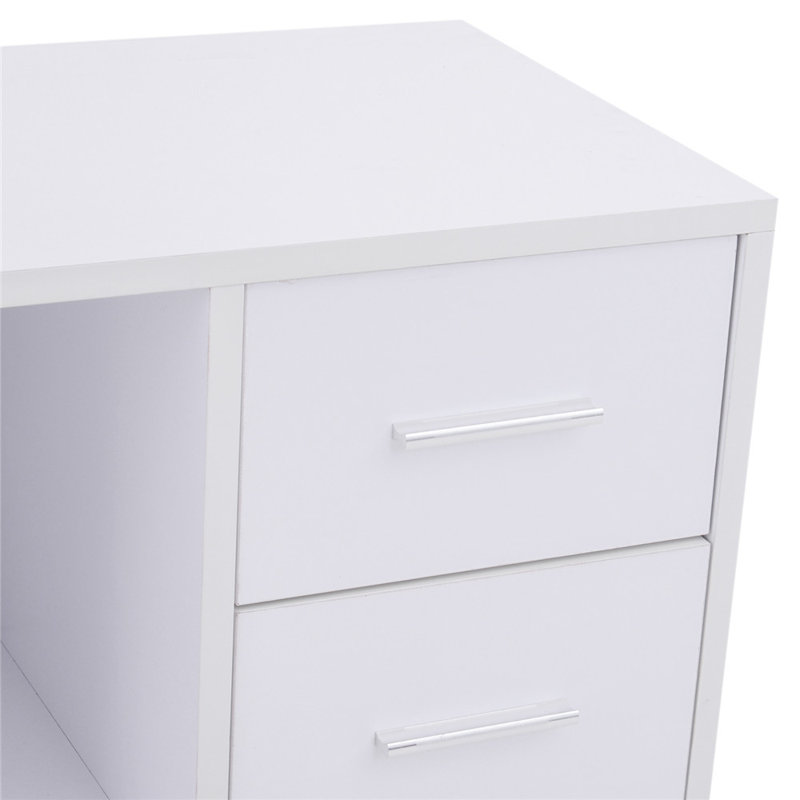 Durvish Foldable and Modular L-Shaped Writing Desk, White