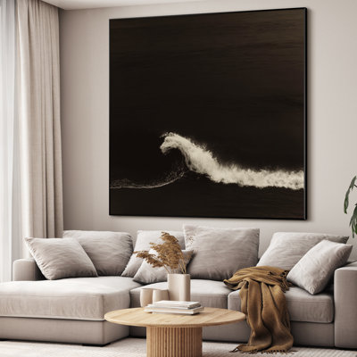 Très grand art mural imprimé sur toile - Paysage abstrait, œuvre d'art rétro pour décor de salon ou de chambre à coucher - «Assemblage requis du cadre (cadre non fini)»