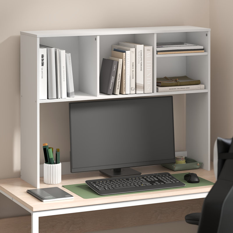 Classeur de bureau classique avec étagère de bureau et 3 tablettes, H 28,7 po x l 37,01 po x P 9,37 po, Blanc