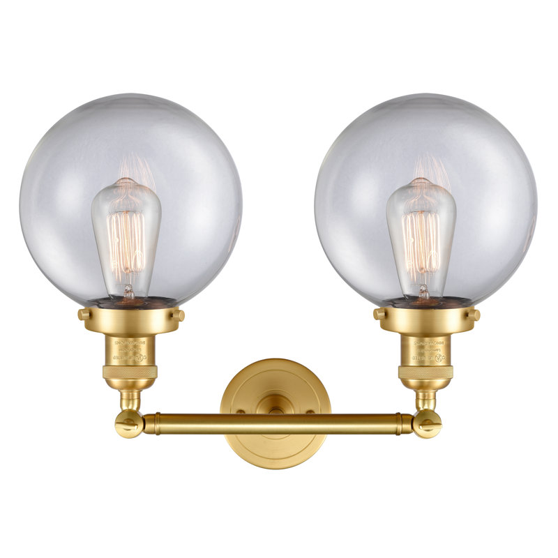 Clementina 2 - Light Dimmable Vanity Light, Clear, 6 Watt Vinage LED Bulb, Satin Gold