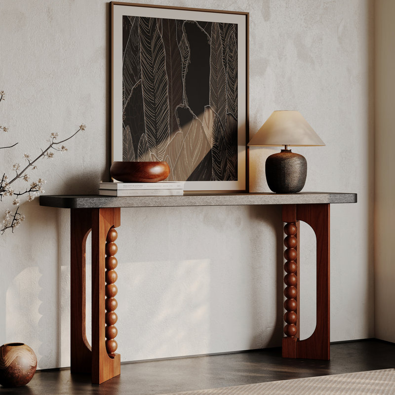 Console 59 ", pieds sphériques, bois pour le salon - standard