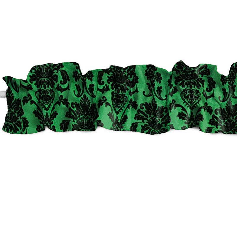 Floral Poplin Damask Curtain Sleeve Topper Window Valance, 144" W x 9" L, Valley Green