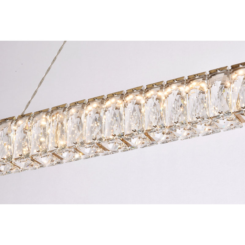 - Light Gold LED Kitchen Island Pendant, 3" H x 47" W x 2" D
