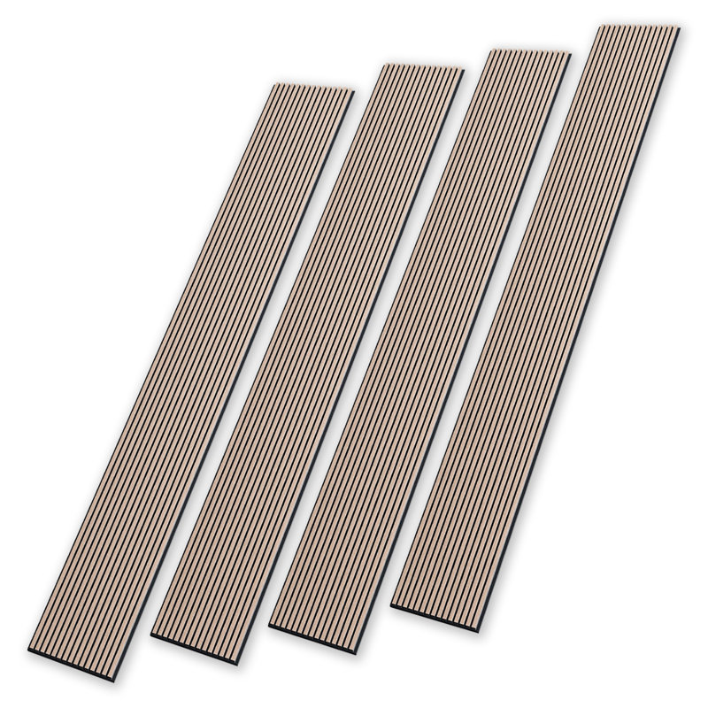 4PC x 106" x 12.6" 3D Acoustic/Sound proof Wood Slat Wall Panels (Set of 4/37.1 sq. ft.), Walnut