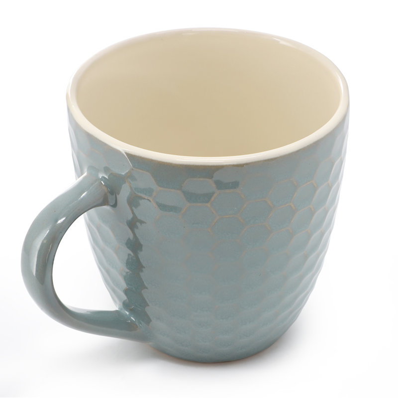  Honeycomb 6-Piece 15 oz. Mug Set, Assorted Colours, Teal