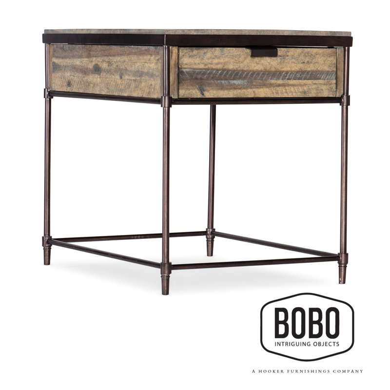 St. Armand Rectangular End Table, Light Brown, Bronze
