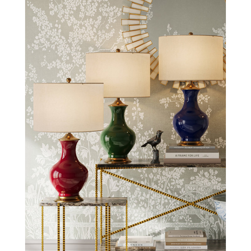 Lilou Table Lamp, Green/Antique Brass