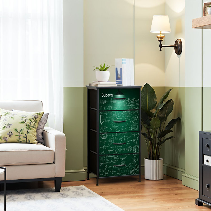 4 Drawer Dresser for Bedroom, Narrow Chest of Drawers, Wooden Top and Study Iron Frame 18"x37.5"-(WxH)
