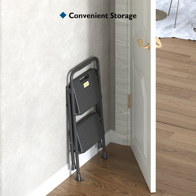 Artique 2 - Step Folding heavy duty Step Ladder, Black