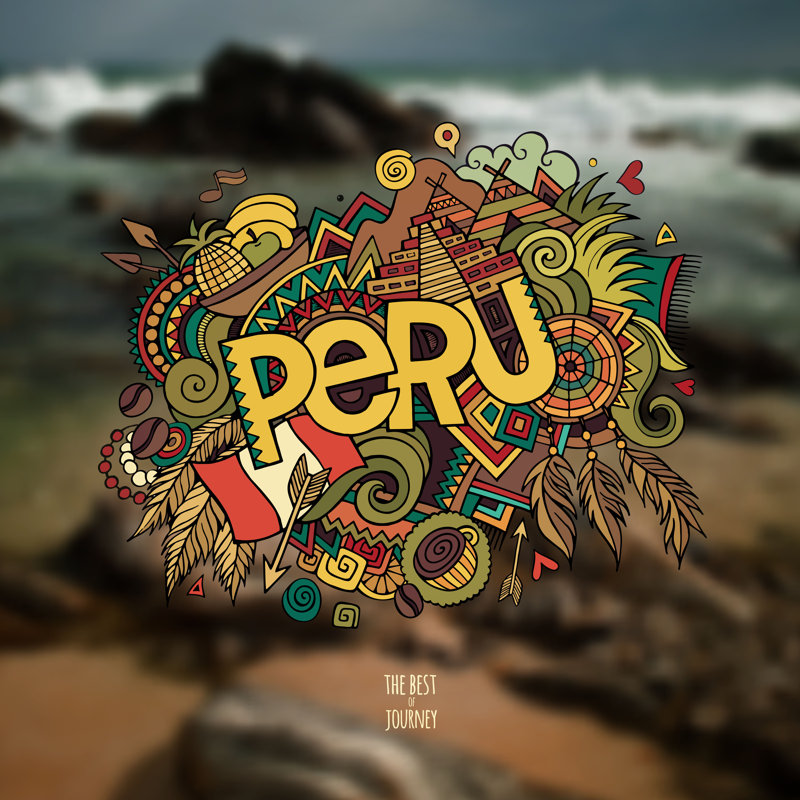 Peru Hand Lettering by Kostenkodesign - Wrapped Canvas Print, 122cm H x 122cm W