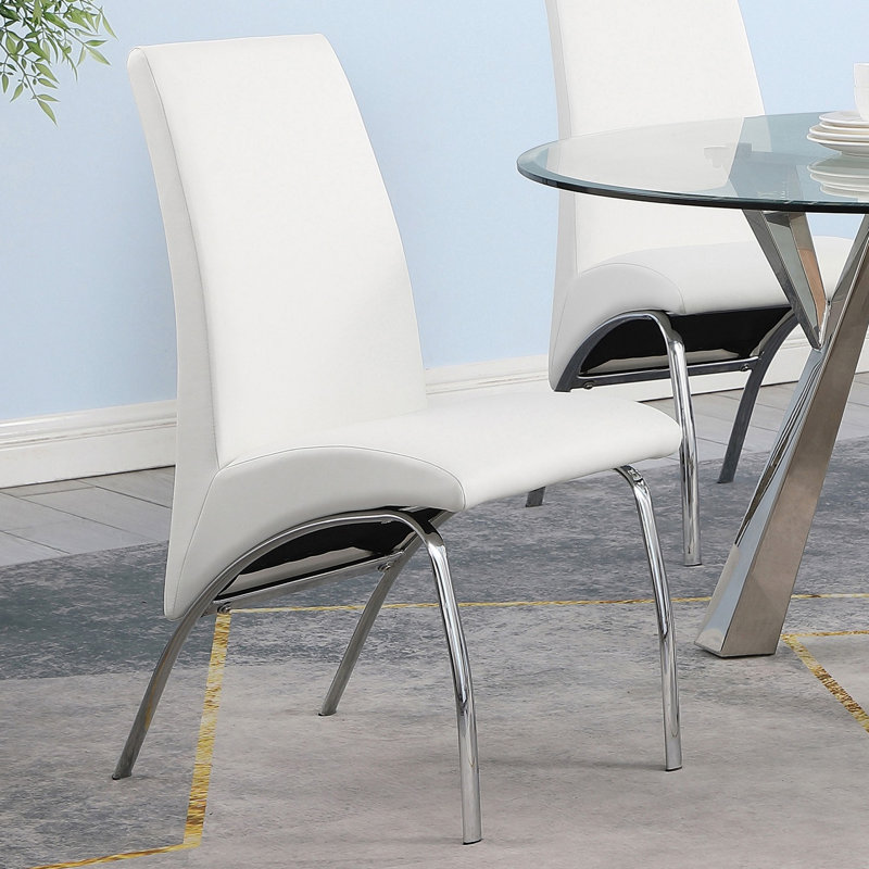 2 chaises de salle à manger contemporaines - revêtement blanc et pieds, siège élégant de 37,13 pouces de côté