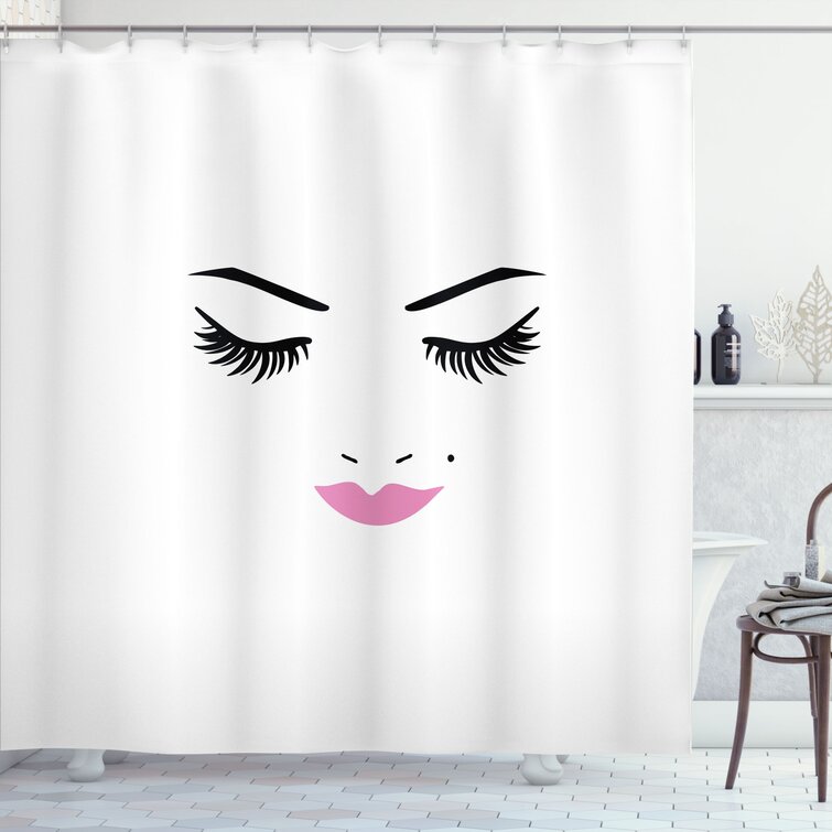Eyelash Shower Curtain Set + Hooks East Urban Home Size: 70 H x 69 W