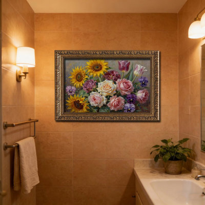 Floral Bouquet Print_1Ornate Vintage Wall Frame – Decorative Gold Frame for Art.