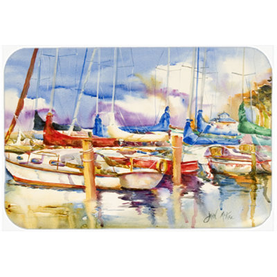 Caroline's Treasures End Stall Sailboats Glass Cutting Board