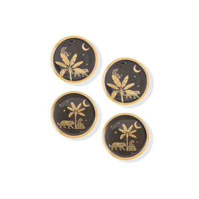 Midnight Safari Gold Foil Coaster Set