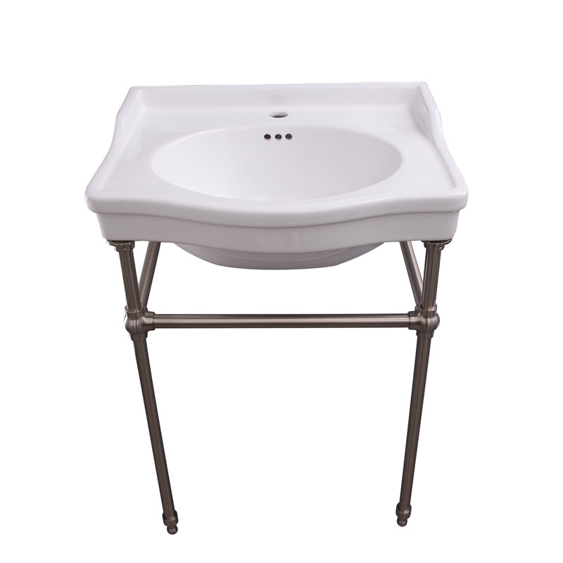 Lavabo de salle de bain console 24 po vitreux avec trop-plein cali