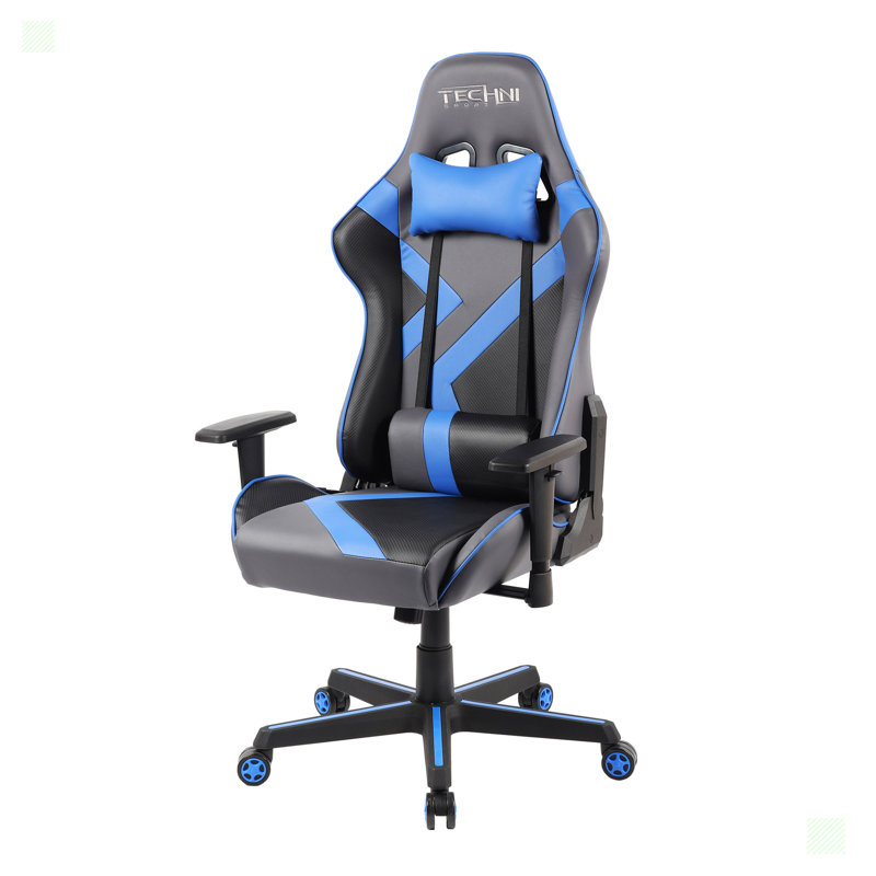 Fauteuil de jeu ergonomique à dossier haut, Bleu
