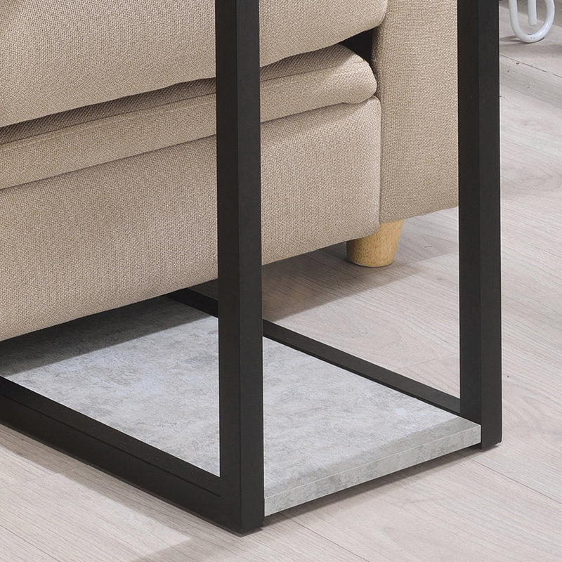 Table à collation moderne en ciment et noire, pratique et pratique pour l'esthétique du salon