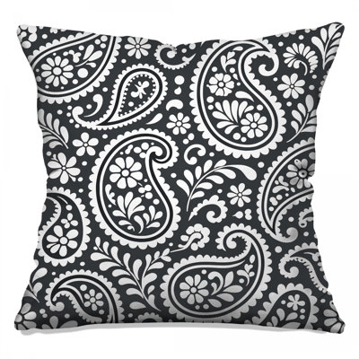 Black White Paisley Double Sided Throw Pillows