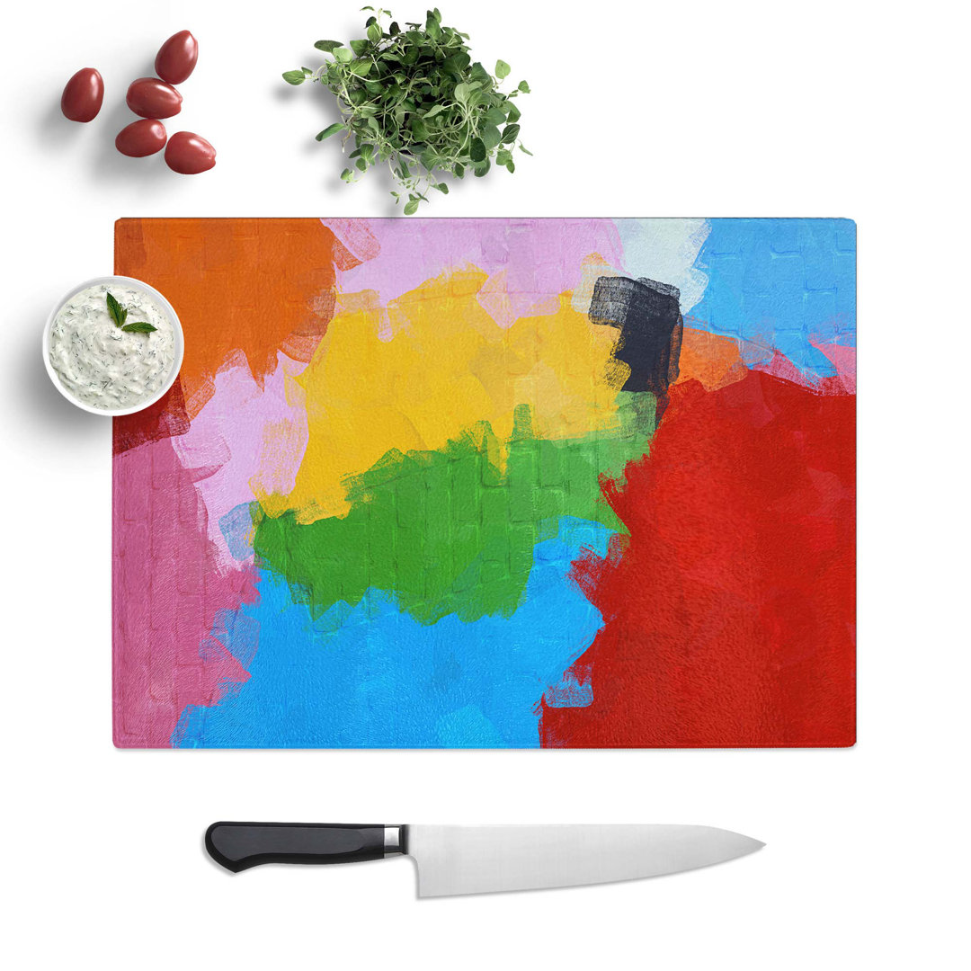 Tempered Glass Blocks of Colour Chopping Board