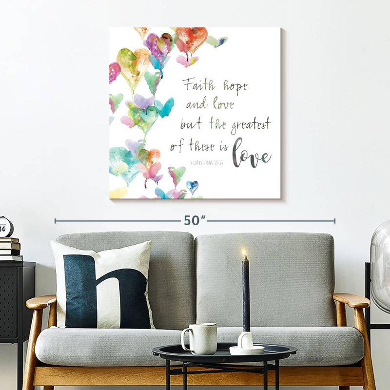 Faith Hope and Love, H 30 po x l 30 po