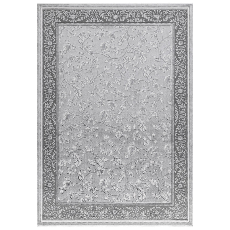 Marco Grey Traditional Floral Area Rug – Luxury Living Room, Bedroom & Hallway Carpet – Classic Oriental Pattern Floor Mat