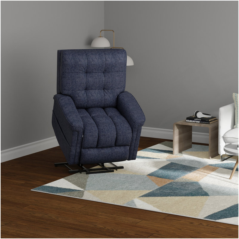 Velour Power Lift Chair In Lugano Indigo