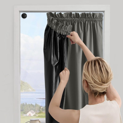 NICETOWN 100% Blackout Portable Curtains with Suction Cups, Lightweight Travel Curtains Easy to Catch & Install Window Treatments Thermal Insulated Blinds for Baby/Bedroom, 10 Panel