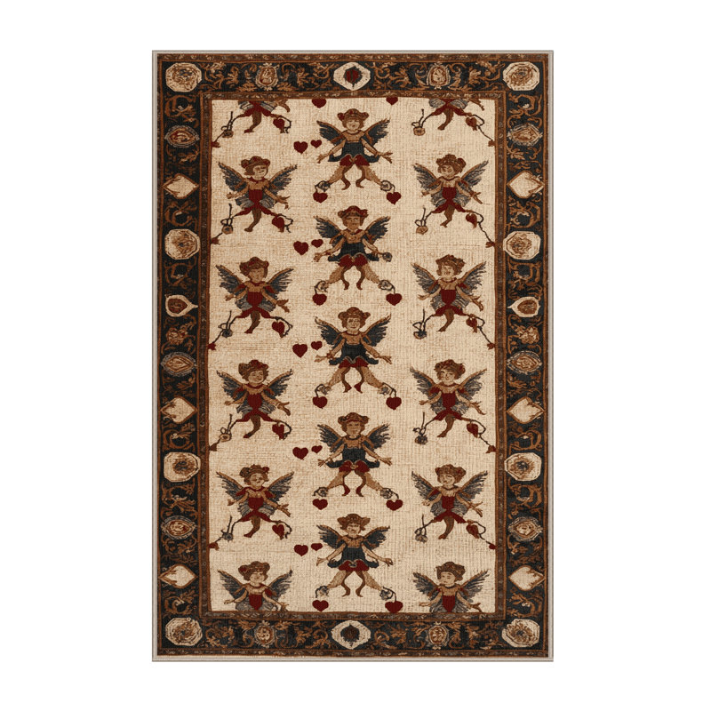 Tapis brun français lavable à la machine, Rectangle 6 pi x 9 pi