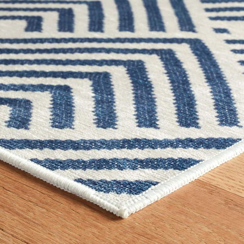 Cleo Navy Machine Washable Rug, Rectangle 2' x 3'