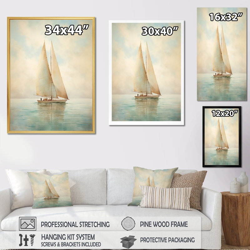 Sailboat Whispering Breezes II - Print on Canvas, 32" H x 24" W x 1" D, Wrapped Canvas