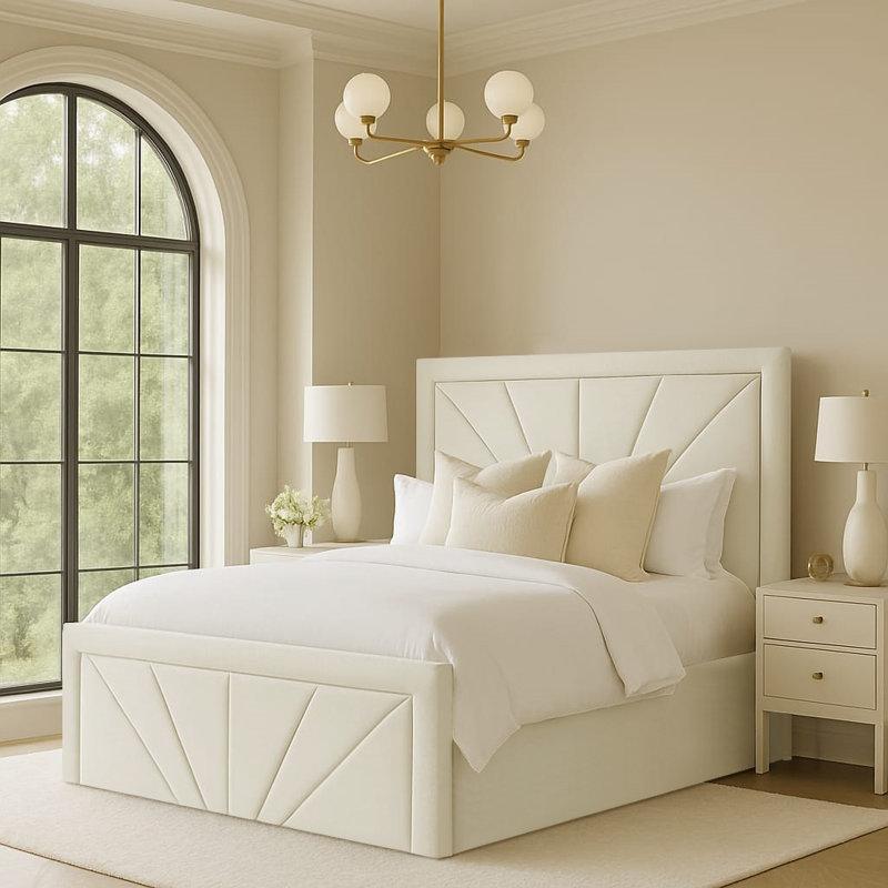 Upholstered Ottoman Storage Bed, Double (4'6), Cream