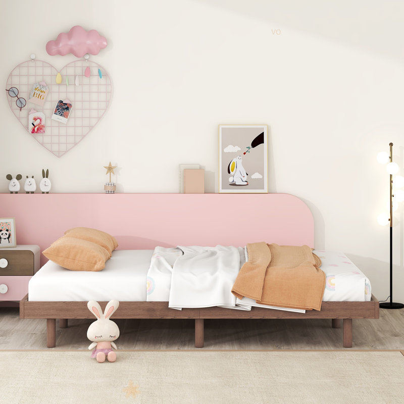 Modern Floating Platform Bed Frame, Twin, Walnut Duplicate