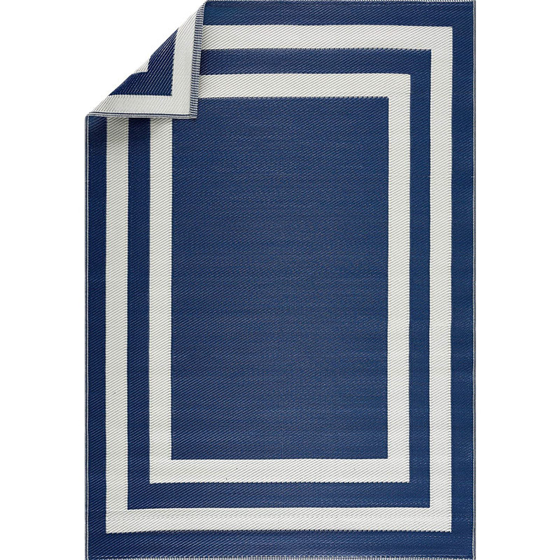 Tapis intérieur / extérieur bleu marine / crème Winslet, Rectangle 4 pi x 6 pi