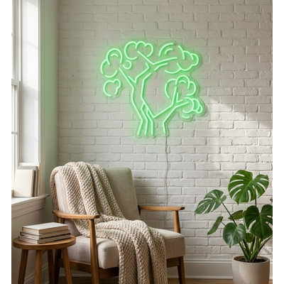  | Enseigne néon à motif d'arbre | Fabriqué avec un tube néon incassable durable qui émet une lueur brillante et uniforme pendant plus de 50 000 heures sans décoloration ni scintillement | 22 x 24 | Vert néon
