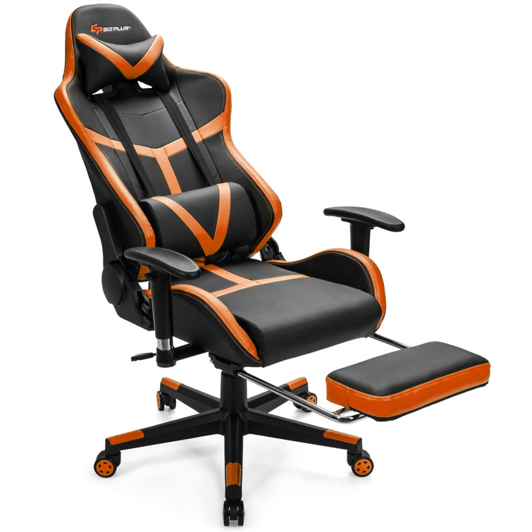 Ergonomic High Back Racing Chair, Adjustable Massage Gaming Chair w/ Footrest and Adjustable Armrests, Executive Swivel Desk Office Chair with Massage