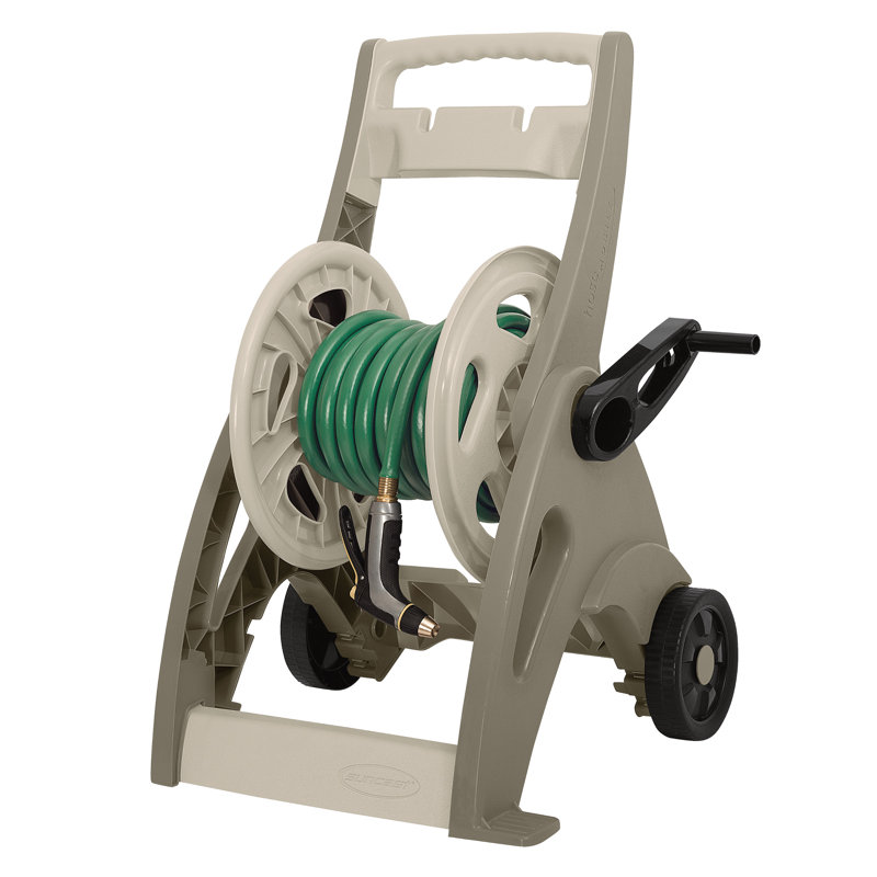 Chariot enrouleur de tuyau en résine de l 24 po x P 20 po Suncast pour rangement de tuyau de 175 pi, fabriqué aux États-Unis