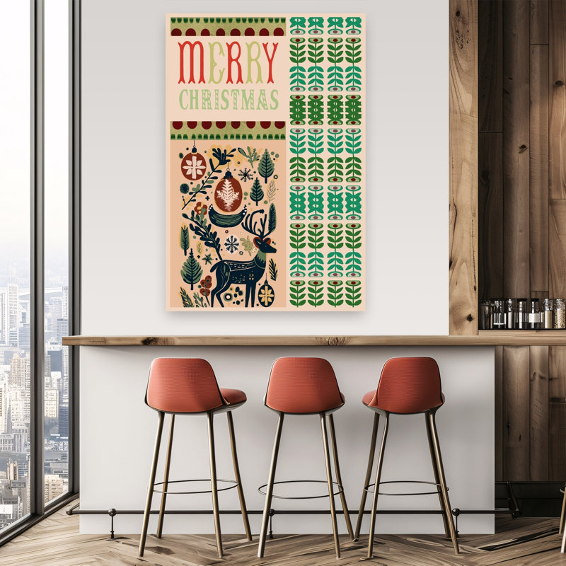 Folk Art Christmas Deer, H 60 po x l 40 po