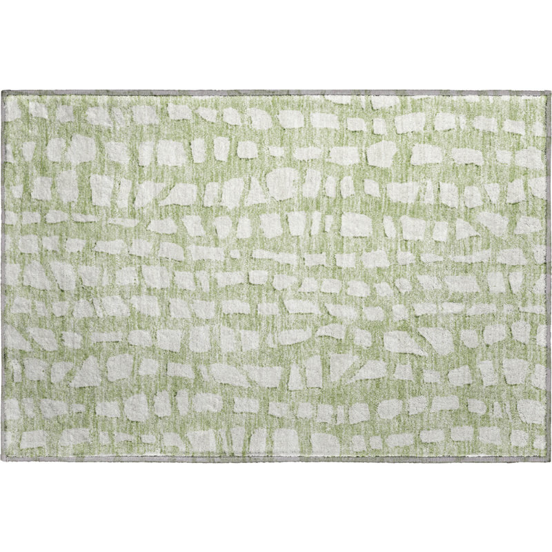 Premium Machine Washable Prisco Aloe Rug, Rectangle 1'8" x 2'6"