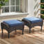 Repose-pieds d'extérieur en osier avec coussin Gaetanino-288057631-314006374