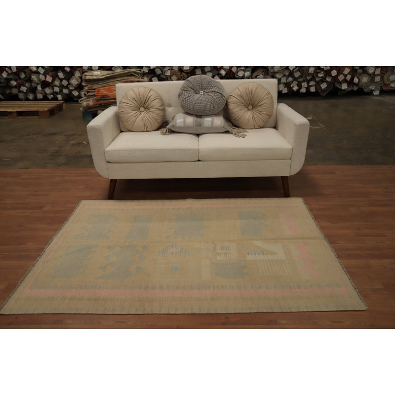 Artisan Wool Kilim Vegetable Dye Rug 4x6